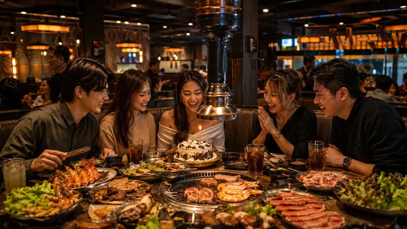 Absolute Barbecue Qatar restaurant with a birthday party and live grill dining
