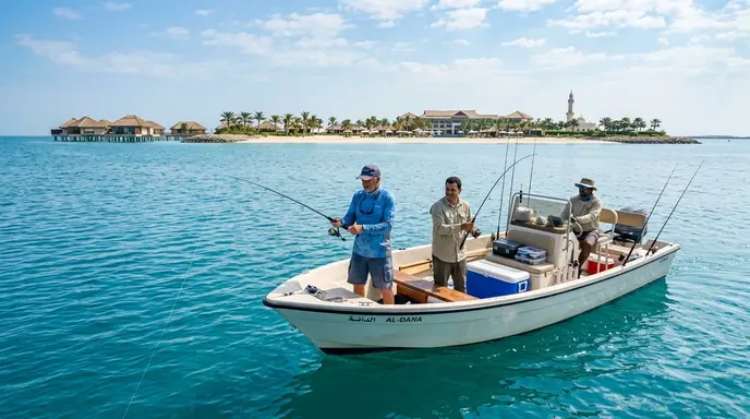 Boat fishing near Banana Island Qatar