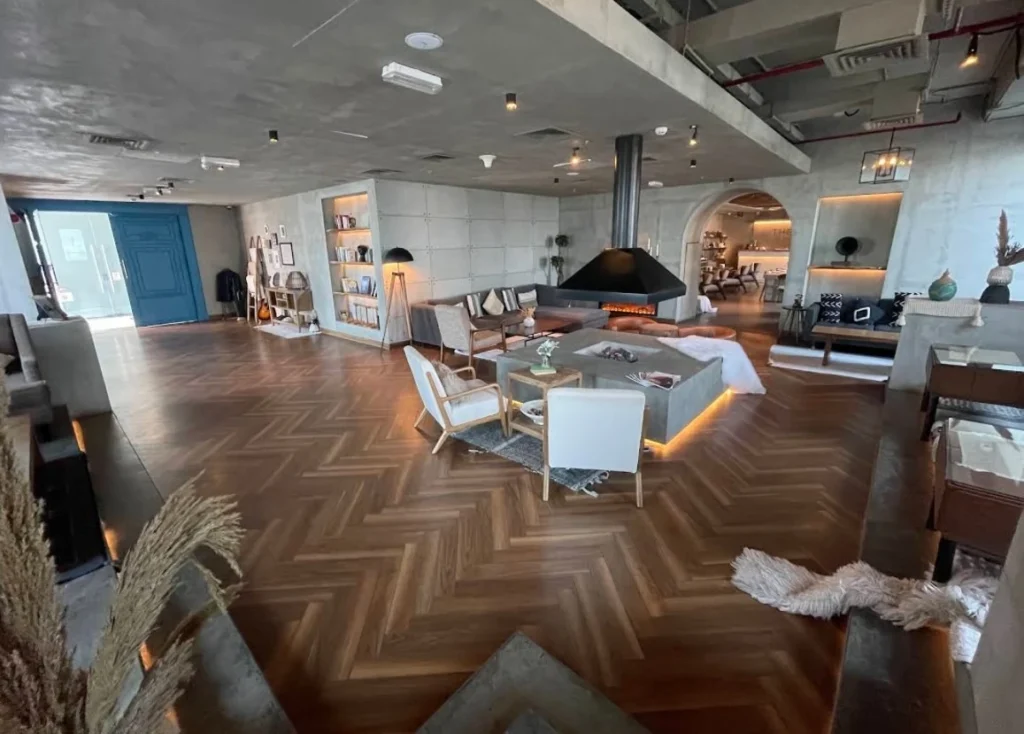 Modern interior dining area at The House Lusail restaurant