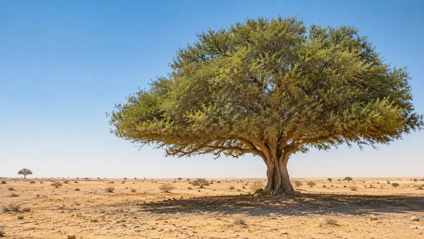 Large Sidra Tree providing natural shade in the Qatar desert