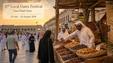 11th Local Dates Festival at Souq Waqif in Doha featuring Qatari farmers selling premium fresh dates during the 2026 festival