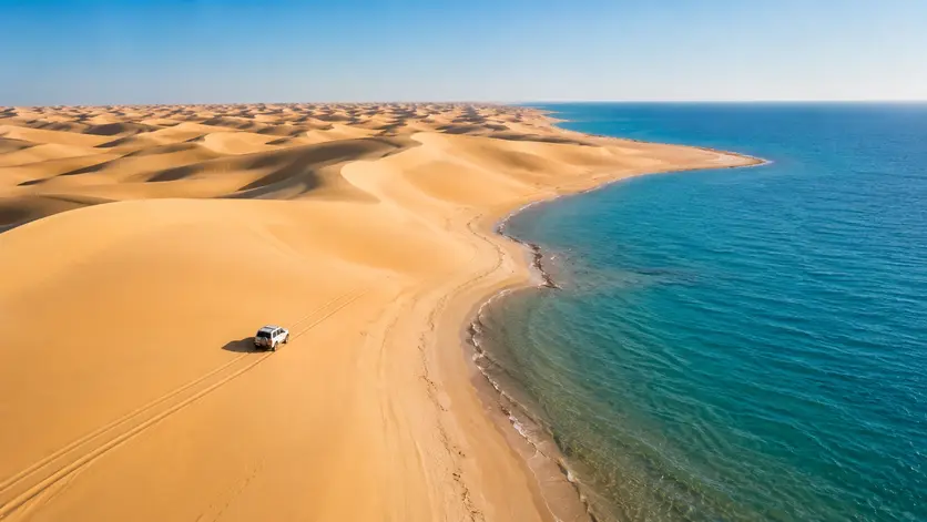 Khor Al Adaid Inland Sea where the desert meets the sea in southern Qatar