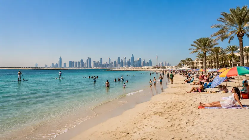 Visitors relaxing at Katara Beach Doha