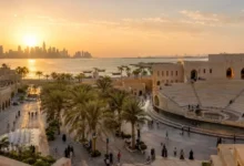 Katara Cultural Village Doha waterfront with amphitheatre and traditional architecture