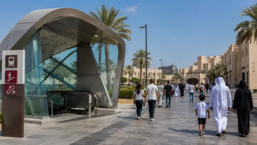 Katara Metro Station entrance near Katara Cultural Village Doha