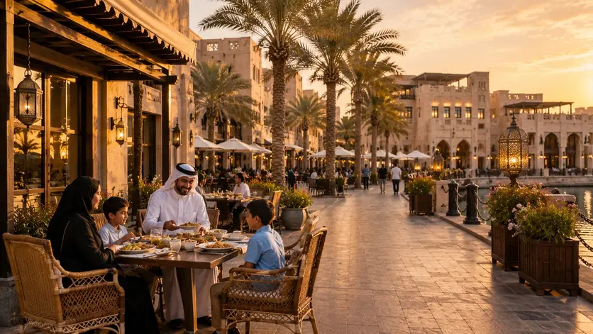 Outdoor restaurants and cafés at Katara Cultural Village Doha