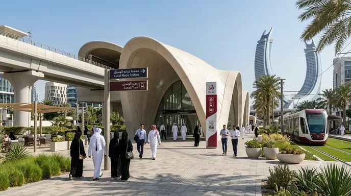 Modern Lusail Metro Station in Qatar