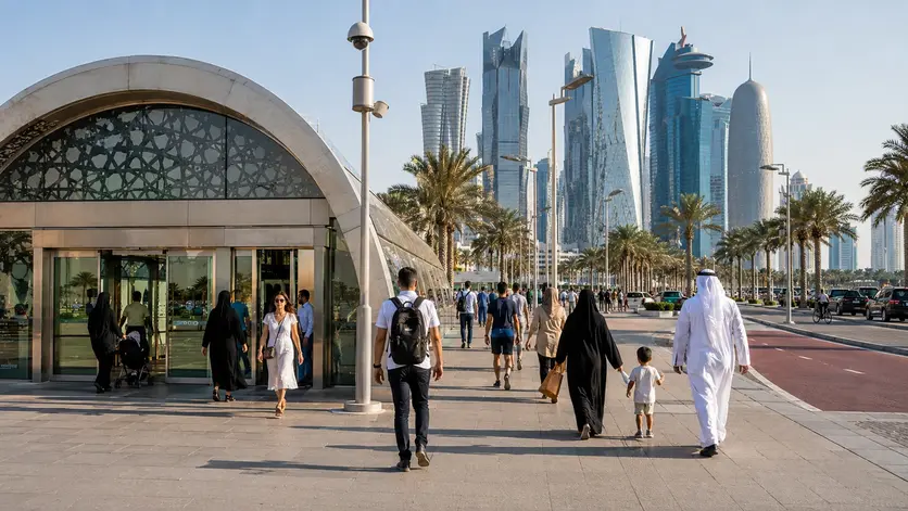 Corniche Metro Station entrance providing access to Doha Corniche