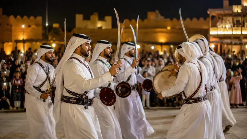 Traditional Ardah dance celebrating Qatari cultural heritage