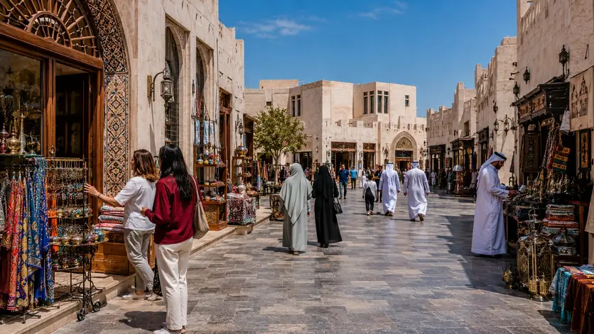 Luxury shopping street at Katara Cultural Village Doha