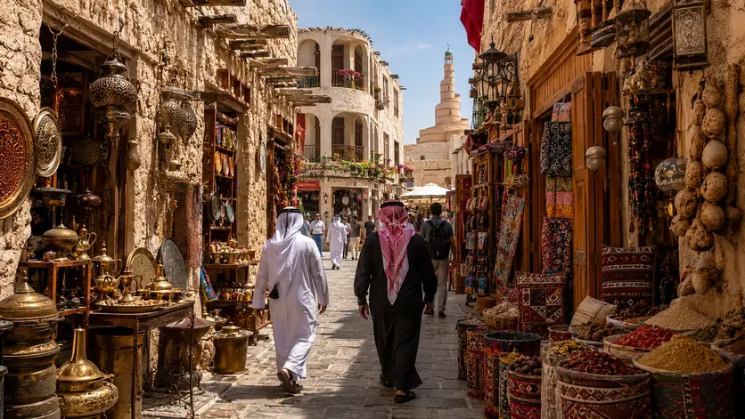 Traditional streets inside Souq Waqif Doha