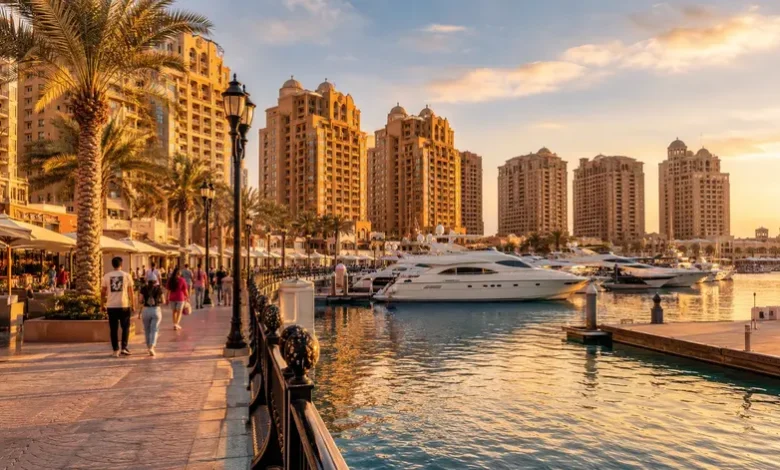 Luxury waterfront at The Pearl Qatar Doha with Porto Arabia Marina
