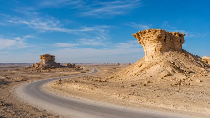 Limestone rock formations at Zekreet Peninsula in western Qatar